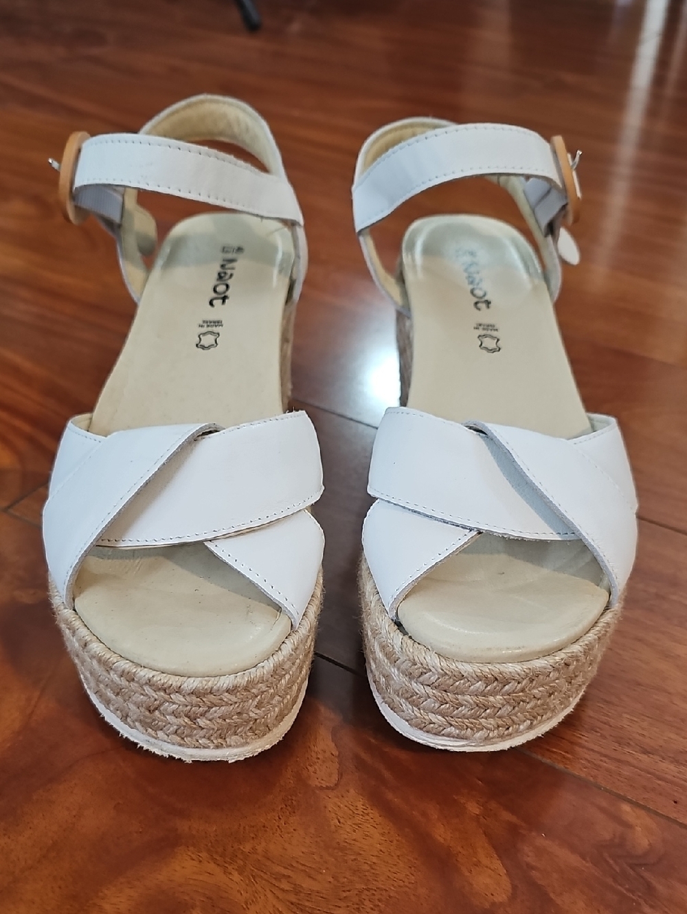 Naot Marbella White Wedge Sandals Sz 40 Or 9 USA